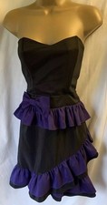 River Island Y2K Black & Purple Ruffle Bow Rara  14 12 Steampunk Vamp Mini Dress
