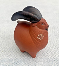Studion Pottery Terracotta Goat with Black Horns , signed LP