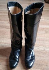 John  Timpson Guaranteed Women's  High Knee Black  Leather  Flat Shoes Size 38.