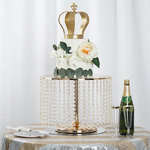 Gold metal tall cake stand - 12",