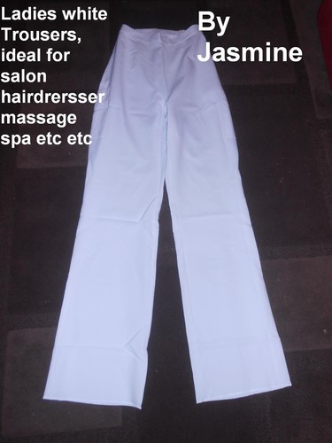 Ladies white trousers salon - ladies,
