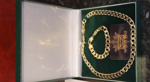 Mens 9ct gold curb set - gold,