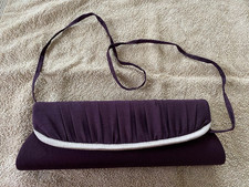 Jacques Vert Clutch/ Shoulder bag in Purple/Plum with Silver Grey trim