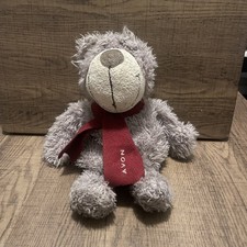 Vintage Avon Grey / Beige Teddy Bear in Red Scarf Soft Toy Beanie  11” Comforter
