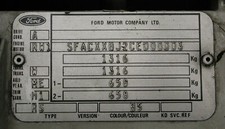 VIN Chassis Number from UK