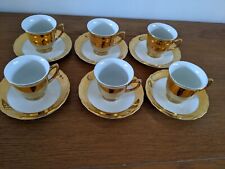 RGK CZECHOSLOVAKIAN Vintage Gold Coffee set of 6 Cups and 6 Scaucers.