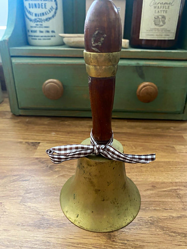 Vintage brass hand bell with - vintage,