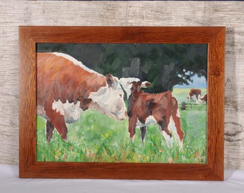 Oil painting hereford cows and - painting,