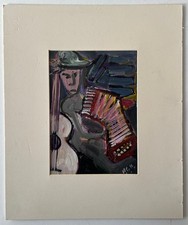 RACHEL GRAINGER HUNT, Irish Oil Painting, The Musician, Signed & Inscribed Verso