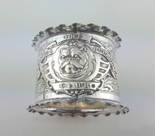 EDWARDIAN BRITISH BULLDOG CLUB BHAM 1904 LADY PAGET SILVER NAPKIN RING 27.8g