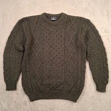 Aran Jumper Mens Medium Green