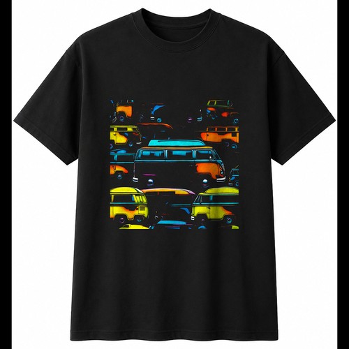 Neon camper van portrait mens - camper,