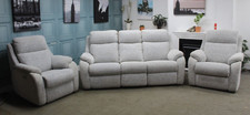 G PLAN KINGSBURY ELECTRIC 3 SEATER SOFA & 2 CHAIRS LUMBER IN FROST  MIX FABRIC