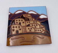 Vintage 1976 Handpainted by Territorial Tiles of Santa Fe 6 x 6 Quarry Tile