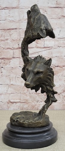 Abstract wolves head bronze - wolves,
