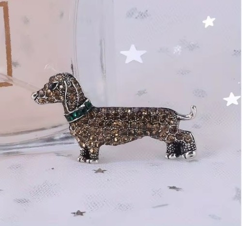 Rhinestone dachshund brooch - ab,
