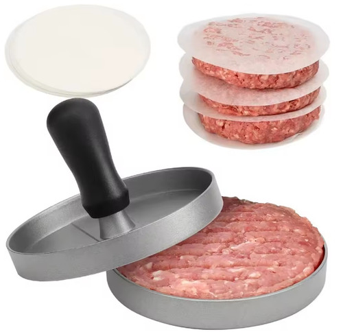 Burger press round - round, stainless
