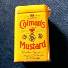 Colman’s Mustard Metal Tin with plastic lid. Original Vintage item