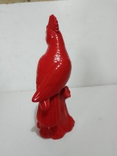 Cockatoo bird ornament, red ceramic