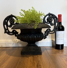 Beautiful Heavy Cast Iron Victorian Handled Urn Garden or Interior Planter