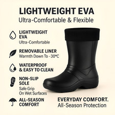 Women's Ladies Insulated Winter Wellington Boots Ultralight EVA Wellies