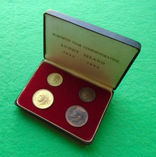 1925-1965 Lundy Island Commemorative Proof 4 Coin Set 40th Year  In OGP
