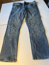 Anthropologie Pilcro  Slim Boyfriend Distressed Embroidered Jeans Size 30 