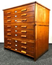 Antique Very Large Oak Wooden Architects Plan Chest of Drawers / Cabinet c.1930