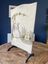 Vintage Retro Victorian Lady Decorative Garden Scene Wooden Fire Guard