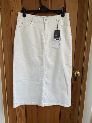 Primark white denim midi skirt - denim,
