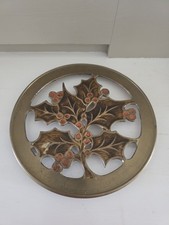 Brass enamel holly berries - enamel,