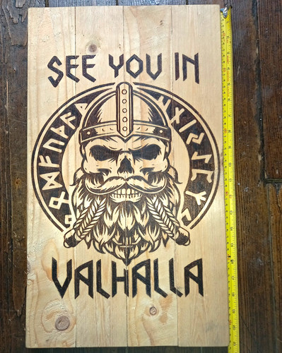 Wooden viking skull wall - viking,