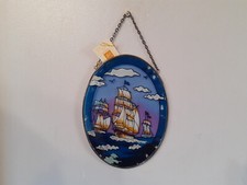 Wall Hanging Plaque Stained Glass Sail Boat Ship Nautical Wall Art Plaque