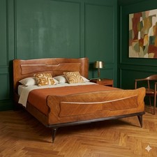 Vintage Double Bed Exotic Wood