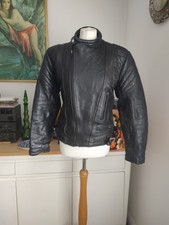  CLASSIC VINTAGE 1980's BLACK LEATHER SPORTEX C4 BIKER JACKET SIZE 38"