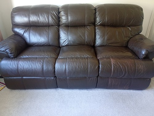 Brown leather manual recliner - leather,