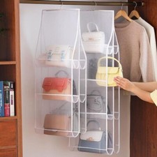 Hanging Handbag Organiser 6/8 Pockets Shelf Bag Storage Holder Wardrobe Closet
