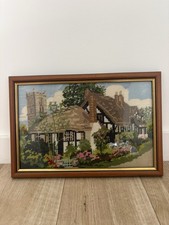 Framed Cottage Needlepoint