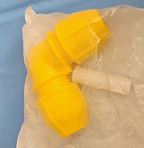 Yellow plastic elbow pipe - yellow,