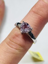 TJC silver and kunzite(?) solitaire ring UK size M new with tag