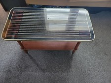 Mid Century Melamine Coffee Table With Dansette Legs Backgammon 60s Retro Brass 