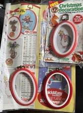 Margaret Sherry  Cross Stitch Christmas ornaments charts w/3 frames flexi hoops 