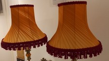 Fabulous Vintage Chiffon Pleated Lampshade In Rust Red Orange 2 Available