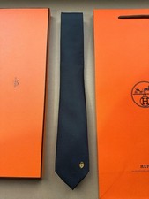 HERMES BLACK SILK TIE -- LOVE
