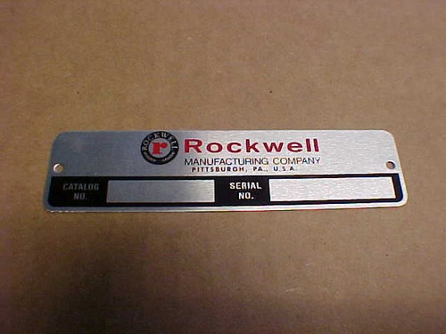 Rockwell data plate - data, power