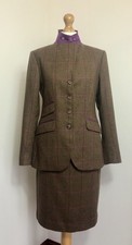 Cording Piccadilly 100% pure wool check tweed jacket skirt suit outfit size 12