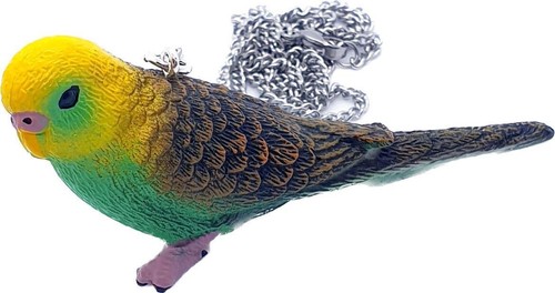 Unique green budgie necklace - green,