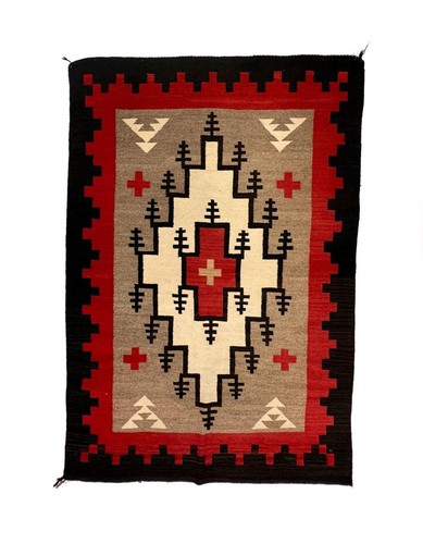 Handwoven wool navajo rug - wool,
