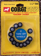 A good unused pack of Corgi Toys No 1361 Golden Jacks Replacement Tyres & Wheels