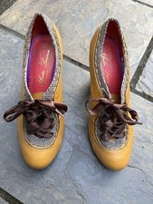 Victorian Style Houndstooth Mustard Yellow Poetic License Shoes EU39 UK6